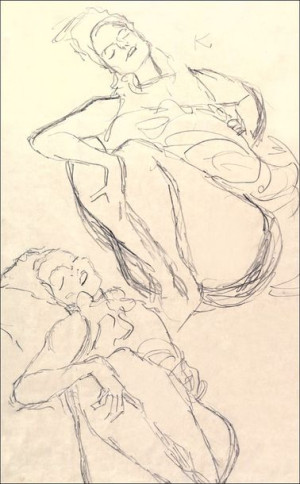 Two Studies for a Crouching Woman, Gustav Klimt -