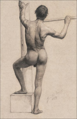 Male Nude with Left Foot on a Pedestal, Gustav Kli