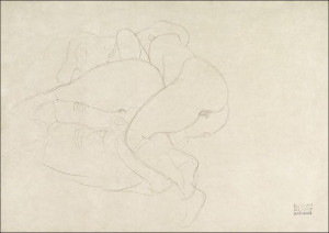 Two Women Friends Reclining, Gustav Klimt - plakat