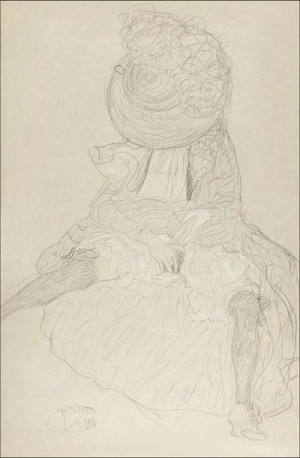 Seated Woman from the Front with Hat, Face Hooded,