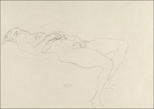 Reclining Nude, Gustav Klimt - plakat 70x50 cm