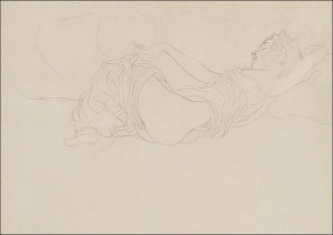 Woman Lying on her Back, Partly Dressed, Gustav Kl