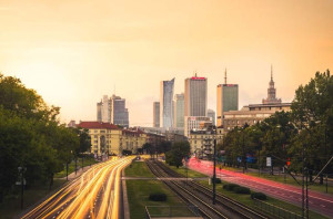 Warszawa Centrum w Słońcu - plakat premium 29,7x21