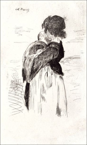 Le petite fille tenant un bebe, Edouard Manet - pl
