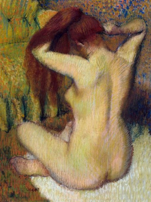 Woman Combing Her Hair, Edgar Degas - plakat 60x80
