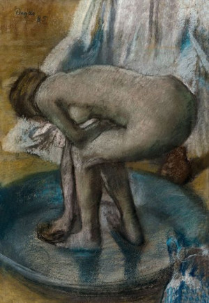 Woman Bathing in a Shallow Tub, Edgar Degas - plak