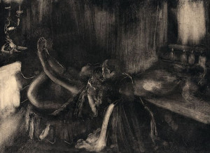 Woman by a Fireplace, Edgar Degas - plakat 100x70