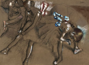 Three Dancers Resting, Edgar Degas - plakat 80x60