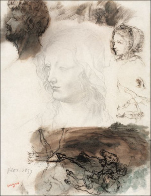 Sheet of Studies and Sketches, Edgar Degas - plaka