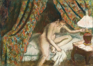 Naked woman in bed, Edgar Degas - plakat 30x40 cm