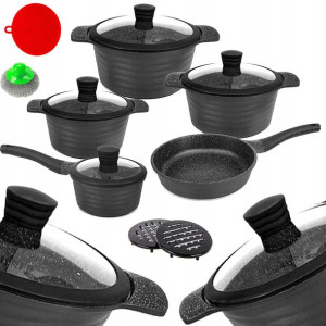 Zestaw GARNKÓW ceramiczno marmurowy GARNKI