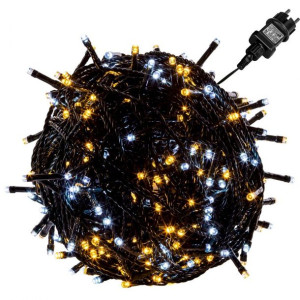 Lampki choinkowe 600 LED ciepłe/zimne, kabel zielony