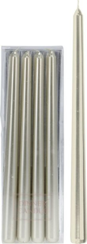 Świeca stożkowa stołowa metaliczna 30 cm w kolorze szampana zestaw 4 szt.