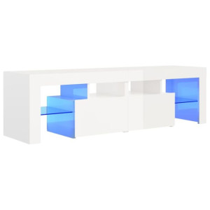 Szafka TV z oświetleniem LED, wysoki połysk, biała, 140x35x40cm