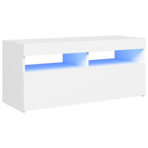 Szafka pod TV z oświetleniem LED, biała, 90x35x40 cm
