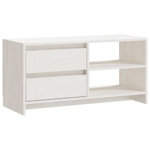 Szafka pod TV, biała, 80x31x39 cm, drewno sosnowe