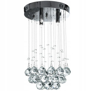 Lampa Kryształowa Sufitowa Plafon Chrom Srebrny