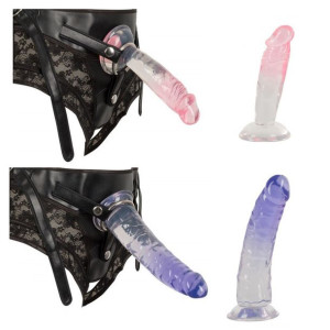 Zestaw Strap-On 2x Dildo uprząż 21 i 16 Przyssawka