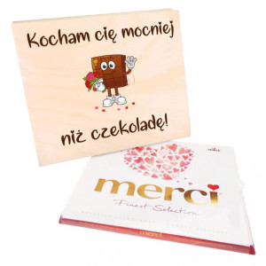 Prezent pudełko na merci Kocham Cię bardziej niż czekoladę
