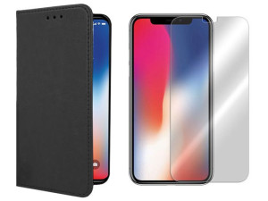Iphone X Etui Skóra Pokrowiec Futerał + Szkło 9h