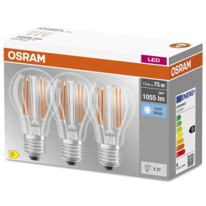 3x Żarówka Led E27 7,5w = 75w 4000k Filament Osram