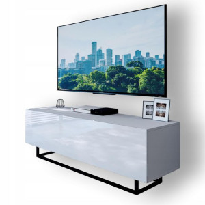 Szafka RTV COLGANTE 150 cm biały połysk na stelażu
