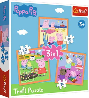 Trefl - Puzzle 3w1 - Pomysłowa Świnka Peppa - 34852