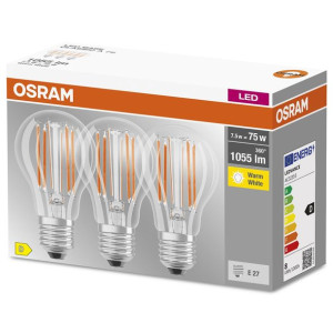 3x Żarówka Led E27 7,5w = 75w 2700k Filament Osram