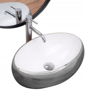 Umywalka Nablatowa Srebrna Linda Silver White Rea