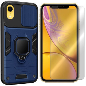 Etui Do Iphone Xr Obudowa Tył Ring Lens + Szkło 9h