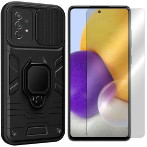 Etui Do Samsung Galaxy A72 Case Ring Lens + Szkło
