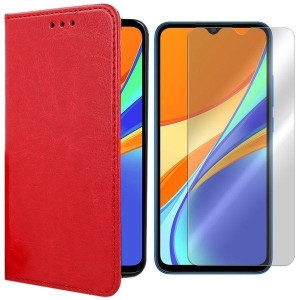 Etui Do Xiaomi Redmi 9c Pokrowiec Skóra + Szkło 9h