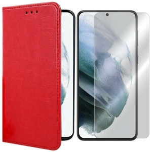 Etui Do Samsung Galaxy S21 Skóra Naturalna + Szkło