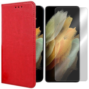 Etui Do Samsung Galaxy S21 Ultra Case Skóra +szkło
