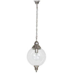 Vintage lampa wisząca JAFA 876G4 Aldex szklana kula na łańcuchu nikiel