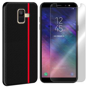 Etui Do Samsung Galaxy A6 2018 Carbon Moto + Szkło