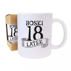 Kubek urodzinowy boski 18 latek