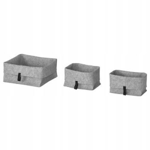 Pudełka Szare 3 Sztuki Raggisar Ikea