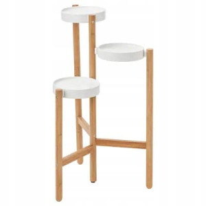 Stojak Na Doniczki Drabinka Bambus / Biały 78 Cm