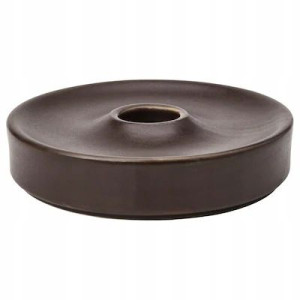 Świecznik Ceramiczny Niski Ciemnobrązowy 11 Cm