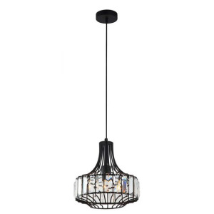 Wisząca LAMPA vintage SAWIN MDM-2725/1A BK Italux druciana OPRAWA zwis z kr