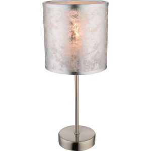 Stojąca LAMPA stołowa AMY 15188T Globo abażurowa LAMPKA biurkowa srebrna