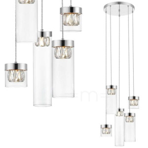 LAMPA wisząca GEM P0389-05D-F4AC Zumaline metalowa OPRAWA szklane tuby ZWIS