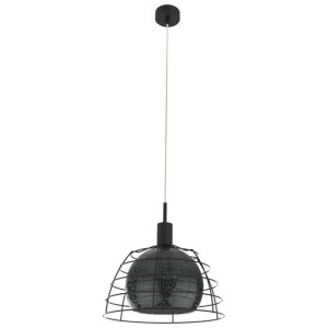 LAMPA wisząca KET121 industrialna OPRAWA szklany ZWIS druciana klatka czarn