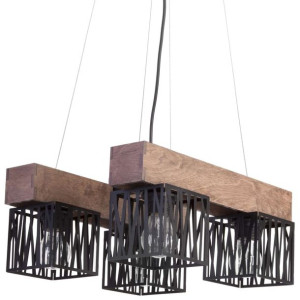 LAMPA wisząca DALI 31484 Sigma metalowa OPRAWA zwis hygge klatki drewno cza