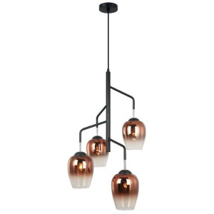 LAMPA wisząca LESLA PEN-5359-4-BKCOP Italux szklana OPRAWA zwis chrom czarn