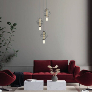 Loftowa LAMPA wisząca MIRREN MDM-3932/3 BK+BRO Italux metalowa OPRAWA spira