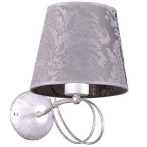 Kinkiet LAMPA ścienna K-4062 Kaja abażurowa OPRAWA w stylu angielskim szara