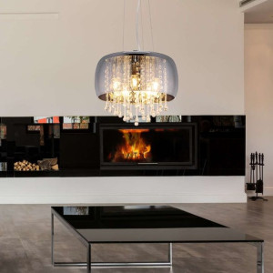 LAMPA wisząca KALLA 15809H1 Globo szklana OPRAWA glamour ZWIS okrągły krysz