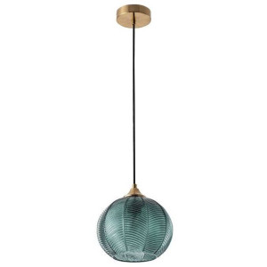 Szklana LAMPA wisząca GREENE 318077 Polux plisowana kula ZWIS nad stół okrą